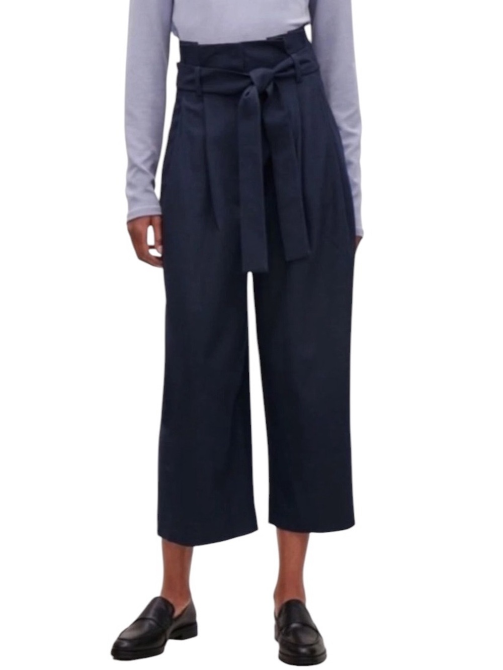 COS high waist cropped wide leg belted paper bag pants Sz 6 excellent condition